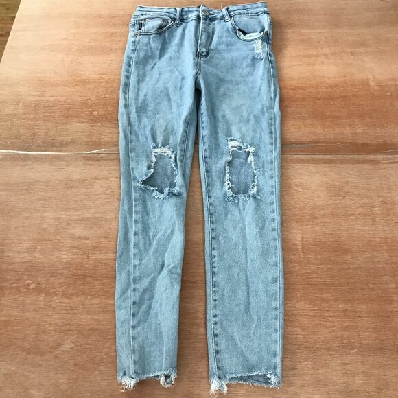 Monkey Ride Original Vintage Jean Women 13/31 Blue Mid Rise Distressed Destroyed - Picture 1 of 11
